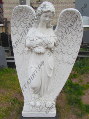 Литьевой мрамор №-10. Фигура в полный рост девушки-ангела с дарами в руках. Работа мастерской Карел-Гранит.