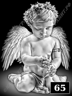 Образец гравировки техникой пескоструя №-65. Ребенок-ангел. Работа мастерской Карел-Гранит.