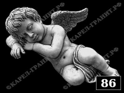 Образец гравировки техникой пескоструя №-86. Ребенок-ангел. Работа мастерской Карел-Гранит.